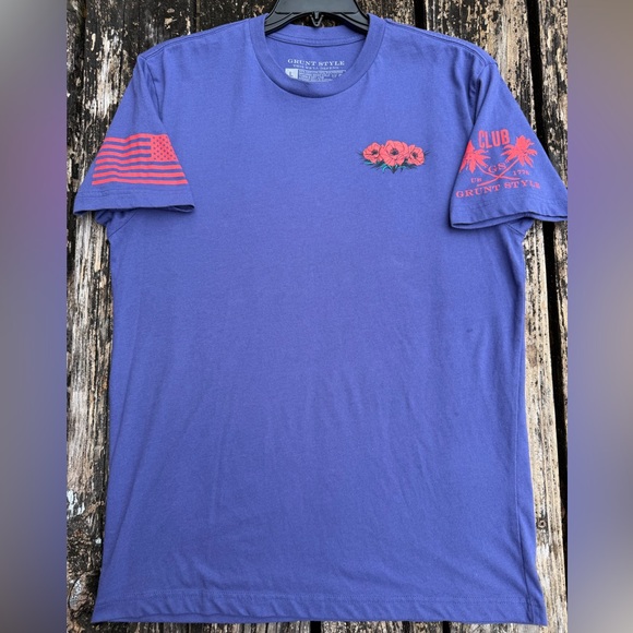 Grunt Style Honor & Glory Memorial Day Tribute L Purple Red Graphics T-Shirt T9 - Picture 3 of 9